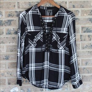 Express flannel lace up shirt